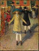 William Glackens Children Rollerskating oil on canvas